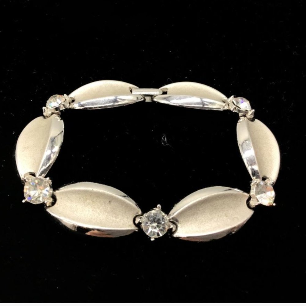 Trifari Rhinestone Bracelet Silver Tone